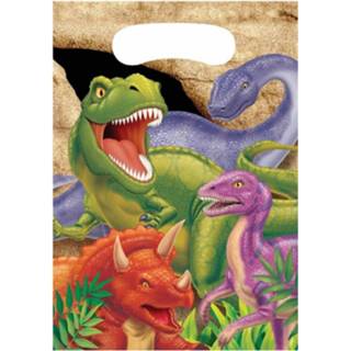 👉 Dinosaurus kunststof multikleur kinderen 24x Stuks Thema Uitdeelzakjes/feestzakjes - Kinderfeestje/kinder Verjaardag Dino 8720276181938