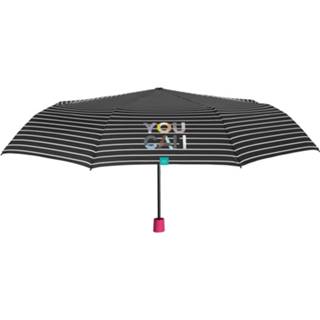 👉 Zwart kunststof multikleur vrouwen Perletti Mini-paraplu Time Gestreept Dames Microfiber 8719817660858