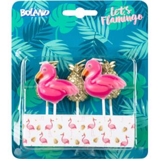 👉 Kaars roze wax goud Boland Kaarsjes Let's Flamingo Roze/goud 5 Stuks 8712026525642