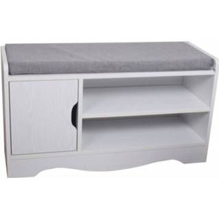 👉 Schoenenkast wit spaanplaat Happy Home Hfh07-gra - Met 3 Vakken En Zitkussen 753626139899