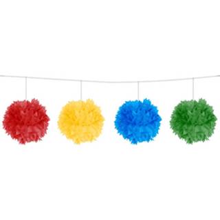 👉 Feestslinger kunststof multikleur 3x Stuks Met Gekleurde Pompoms Van 3 Meter - Verjaardag Feestartikelen Versieringen 8720147984040