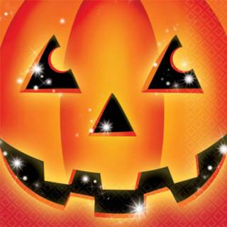 👉 Servet oranje zwart papier Amscan Servetten Pumpkin 33 Cm Oranje/zwart 20 Stuks 13051452032
