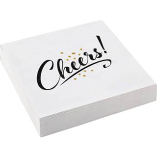 👉 Amscan Servetten Cheers! 33 X 33 Cm Papier Wit 20 Stuks