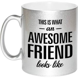 👉 Beker zilver keramiek geel This Is What An Awesome Friend Looks Like Tekst Cadeau Mok / - 330 Ml Vrienden Vriendinnen Kado 8720276261470