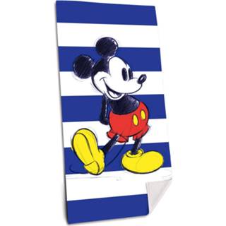 👉 Blauw wit katoen Disney Strandhanddoek Mickey Mouse 150 Cm Blauw/wit 8435507829847