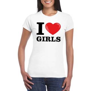 👉 Shirt wit synthetisch XS meisjes vrouwen I Love Girls T-shirt Dames 8719538945029