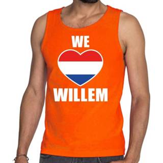 👉 Tanktop oranje katoen s mannen We Love Willem / Mouwloos Shirt - Voor Heren Koningsdag Kleding 8720147018417