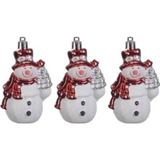 👉 Figuurtje rood kunststof 6x Kersthangers Figuurtjes Sneeuwpop 8 Cm - Sneeuwpoppen Thema Kerstboomhangers 8720147379105