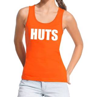 👉 Tanktop oranje synthetisch l vrouwen Huts Fun Tekst / Mouwloos Shirt - Kleding Voor Dames 8719538991026