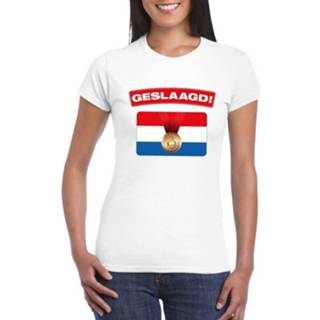 👉 Shirt wit synthetisch XS vrouwen Geslaagd T-shirt Met Vlag Dames 8719538941755