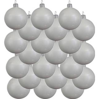 👉 Kerstbal witte wit glans glas 18x Winter Glazen Kerstballen 6 Cm - Glans/glanzende Kerstboomversiering 8720147546828
