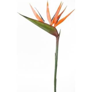 Kunstbloem oranje kunststof Strelitzia/paradijsvogelbloem 90 Cm - Kunstbloemen Boeketten 8720147051452