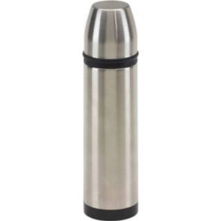 👉 Thermosfles zwart RVS zilver zilverkleurig Thermosfles/isoleerfles 500 Ml Zilver/zwart - Thermoskan/warmhoudkan 8720147594959