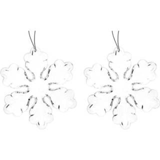 👉 Kerstversiering transparante transparant kunststof 2x Ijsbloemen Hangdecoratie 11 Cm - Kerstboomversiering 8720147540437
