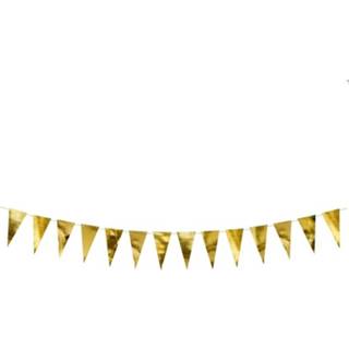 👉 Gouden vlaggenlijn karton goudkleurig Metallic 2 Meter - Oud & Nieuw Decoratie Oudjaarsavond Versiering 8720147616644