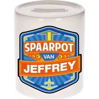 👉 Spaarpot keramiek multikleur kinderen Kinder Voor Jeffrey - Naam Spaarpotten 8719538519022