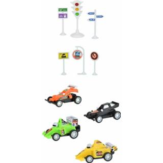 👉 Verkeersbord kunststof multikleur Toi-toys Raceauto's 4 Stuks Met Verkeersborden 8719904271202