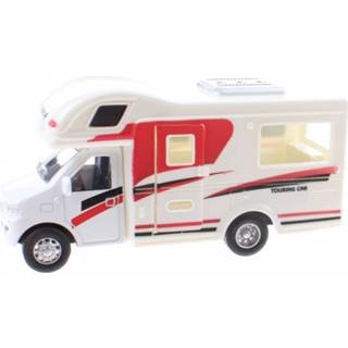 👉 Wit rood kunststof Jonotoys Touring Car Camper 12,5 Cm Diecast Wit/rood 8719817253302