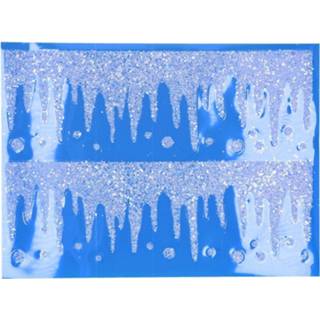 👉 Raamversiering 2x Sneeuw/ijspegel Sticker Rand 39 Cm - Sneeuw Landschap Versieringen Kerst/winter Versiering/decoratie 8719538931688