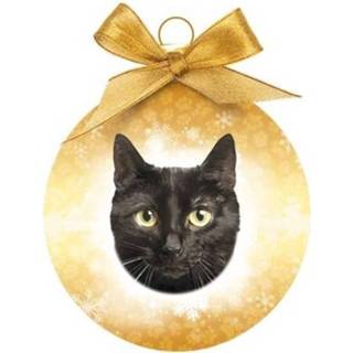 👉 Kerstbal zwarte kunststof multikleur Dieren/huisdieren Kerstballen Kat/poes 8 Cm - Kerstboomversiering/kerstversiering 8720147031515