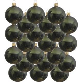 👉 Kerstbal active groen groene glans glas 18x Donkergroene glazen kerstballen 6 cm