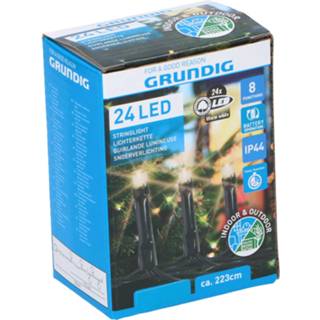 👉 Kerstverlichting wit kunststof groen Grundig - 24 Led 223 Cm 8 Functies In- & Outdoor Op Batterijen Warm 8711252090092