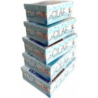 👉 Opbergdoos blauw wit karton meisjes Disney Opbergdozen Frozen Blauw/wit 5 Stuks 8719817719501