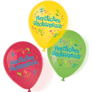 👉 Ballon geel Amscan Ballonnen Herzlichen Glückwunsch 27,5 Cm Latex 6 Stuks 192937000571