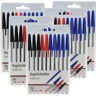 👉 Balpen rood zwart blauw kunststof 50x Balpennen/ballpoints - Set 3 Kleuren Balpennen Rood, Zwart, Kantoor Artikelen 8720147320794