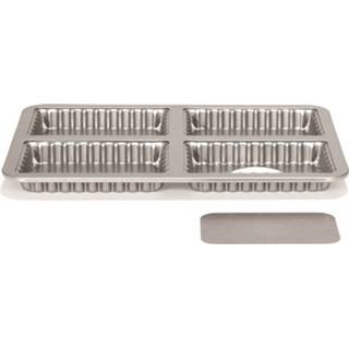 👉 Zilver staal zilverkleurig Patisse Mini Quichevorm Silver Top Losse Bodem 4 Vaks 8712187035714