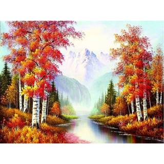 👉 Diamond Painting Herfst #5 - 40 X 50 Cm - Incl. Diamant Steentjes En Diverse Tools
