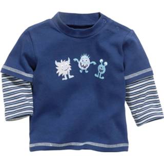 👉 Shirt katoen blauw jongens Schnizler T-shirt Lange Mouwen Kleine Monsters Navy 4010952500493