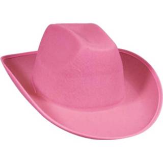 👉 Vilten cowboyhoed roze kunststof Voor Volwassenen 8718758457176