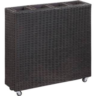 👉 Plantenbak bruin synthetisch Vidaxl Verhoogd Met 4 Potten 80x22x79 Cm Poly Rattan 8719883806525