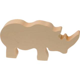 👉 Bruin hout kinderen Kids At Work Knutseldier Neushoorn Junior 15 Cm 4047542607034