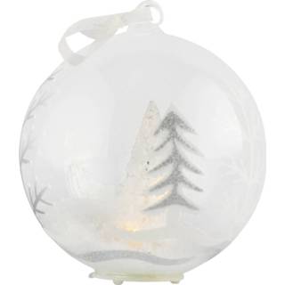 👉 Kerstbal transparant glas wit Peha Kerstboom In Sneeuw Led 12 Cm 8712953255599