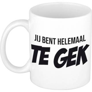 👉 Koffiemok wit keramiek Jij Bent Helemaal Te Gek / Theebeker - 300 Ml Cadeau Mok Beker 8720276387545