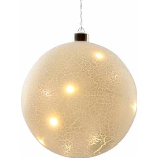 👉 Kerstbal wit glas Peha Craquelure Led 15 Cm 8712953392928