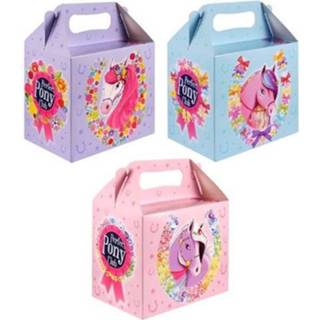 👉 Karton multikleur kinderen 12 Stuks Uitdeeldoosjes Voor Kinderfeestje, Model: Pony / Paard 5026619513316