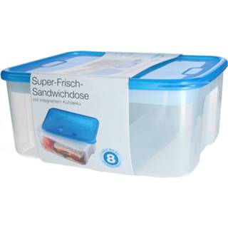 👉 Lunchbox kunststof blauw Banzaa Premium 2 Vakken - Broodtrommel Met Koelelement 4250208203239