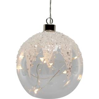 👉 Kerstbal transparant wit glas Peha Met Pailletten 12 Cm Transparant/wit 8712953392898