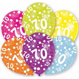 👉 Leeftijd ballon multikleur 12x Stuks 70 Jaar Verjaardag Ballonnen 27 Cm - Feestartikelen En Versiering 8720276123303