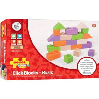 👉 Houten blok multikleur baby's Bigjigs Baby Click Blocks- Basic 20 Blokken 691621534014