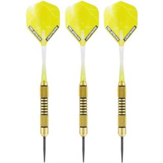 Dartpijl geel brass messing metaal multikleur 1x Set Van 3 Dartpijlen Speedy Yellow 19 Grams - Darten/darts Sport Artikelen Pijltjes 8720276530781