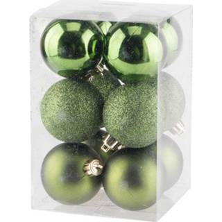 👉 Kerstbal groen kunststof glans plastic 12x Appelgroene Kerstballen 6 Cm - Mat/glans Onbreekbare Kerstboomversiering 8720147784541