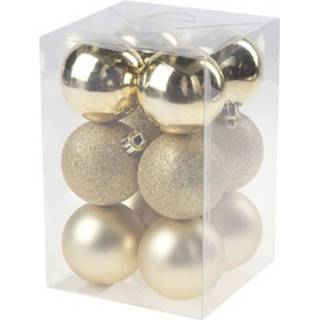 👉 Kerstbal gouden kunststof glans plastic goud goudkleurig 12x Kerstballen 6 Cm - Mat/glans Onbreekbare Kerstboomversiering 8720147784459