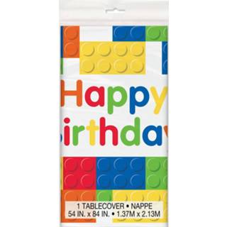 👉 Tafelkleed multicolor kunststof multikleur Unique Building Blocks 140 X 214 Cm 11179582334