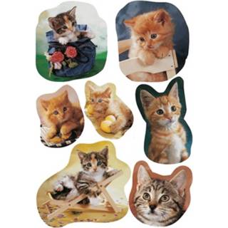 👉 Dierensticker kinderen 21x Katten/poezen dieren stickers