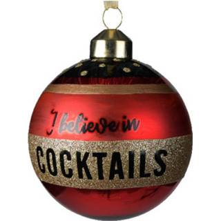 👉 Kerstbal rode glas rood 6x glazen kerstballen I believe in cocktails 8 cm - kerstversiering van 8720276611572