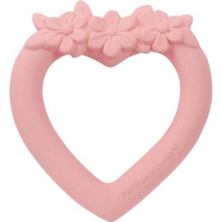 👉 Bijtring roze rubber meisjes A Little Lovely Company Bloemen Hart 11 Cm 8719033869332